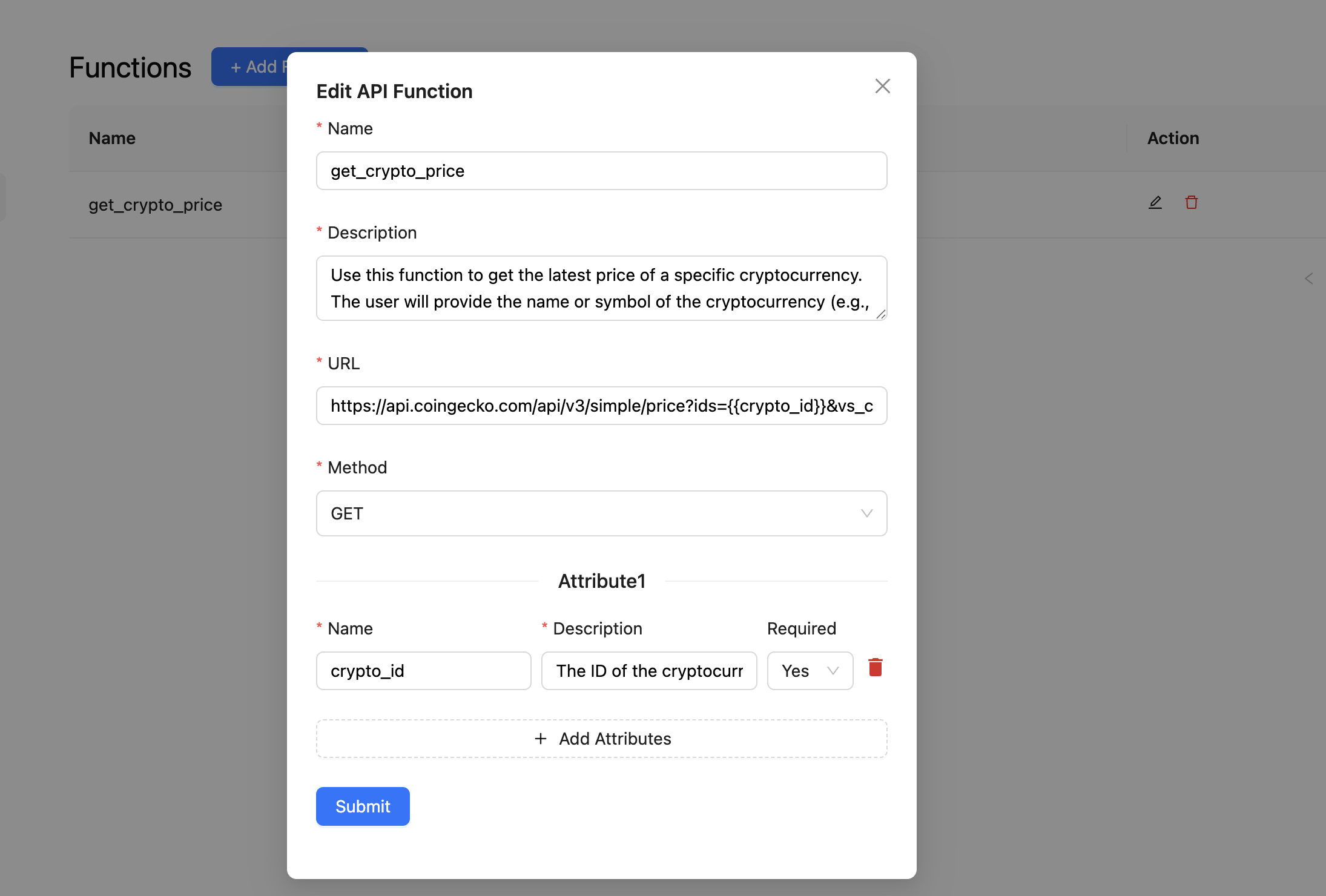 Edit API Function