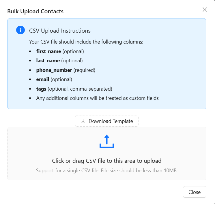Contacts CSV