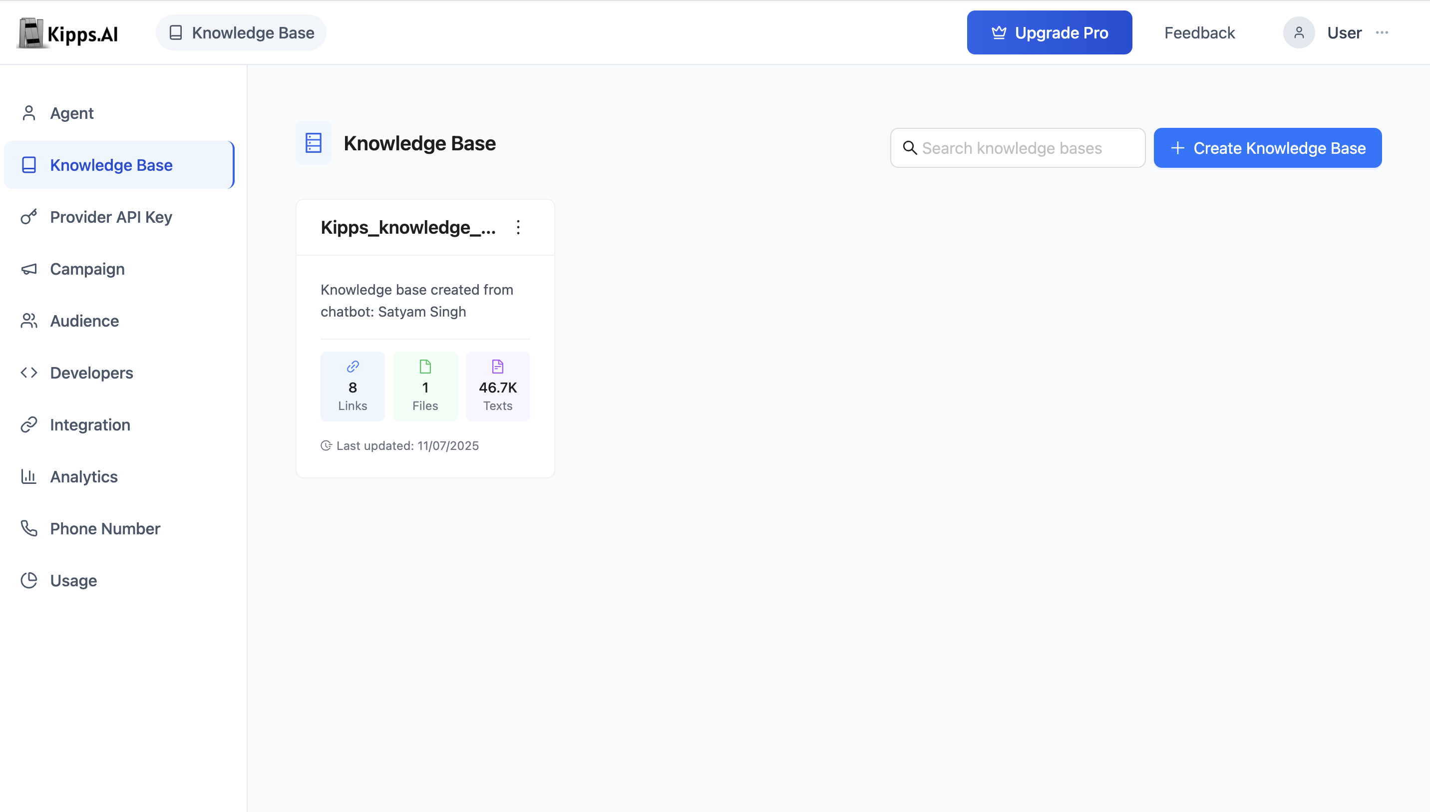 Knowledge Base Dashboard