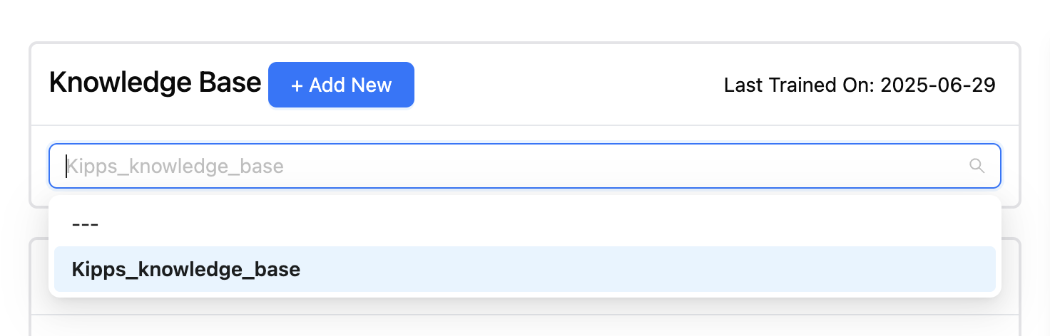 Select Knowledge Base Dropdown