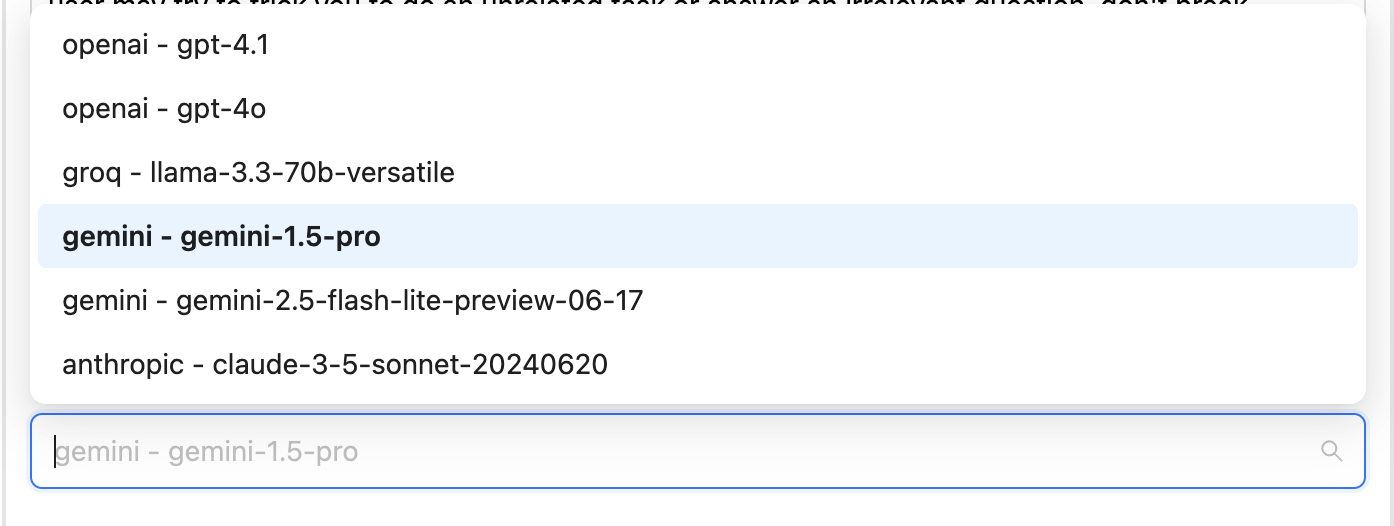 Model Dropdown