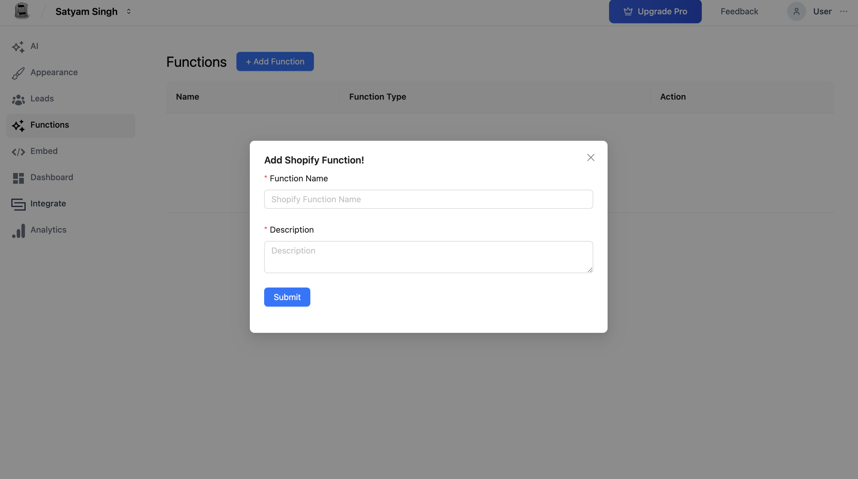 Shopify Function Modal