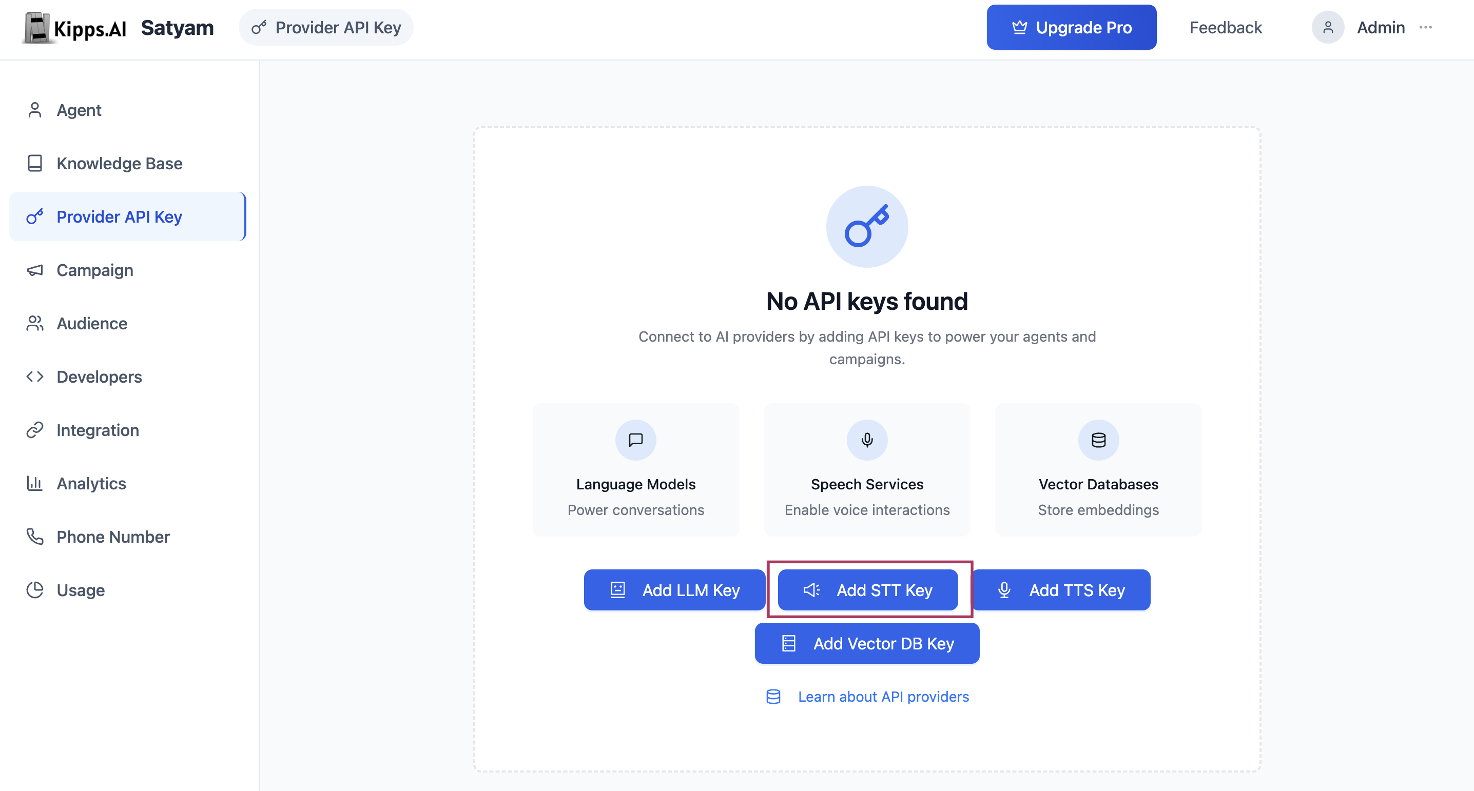 Add STT API Key Modal