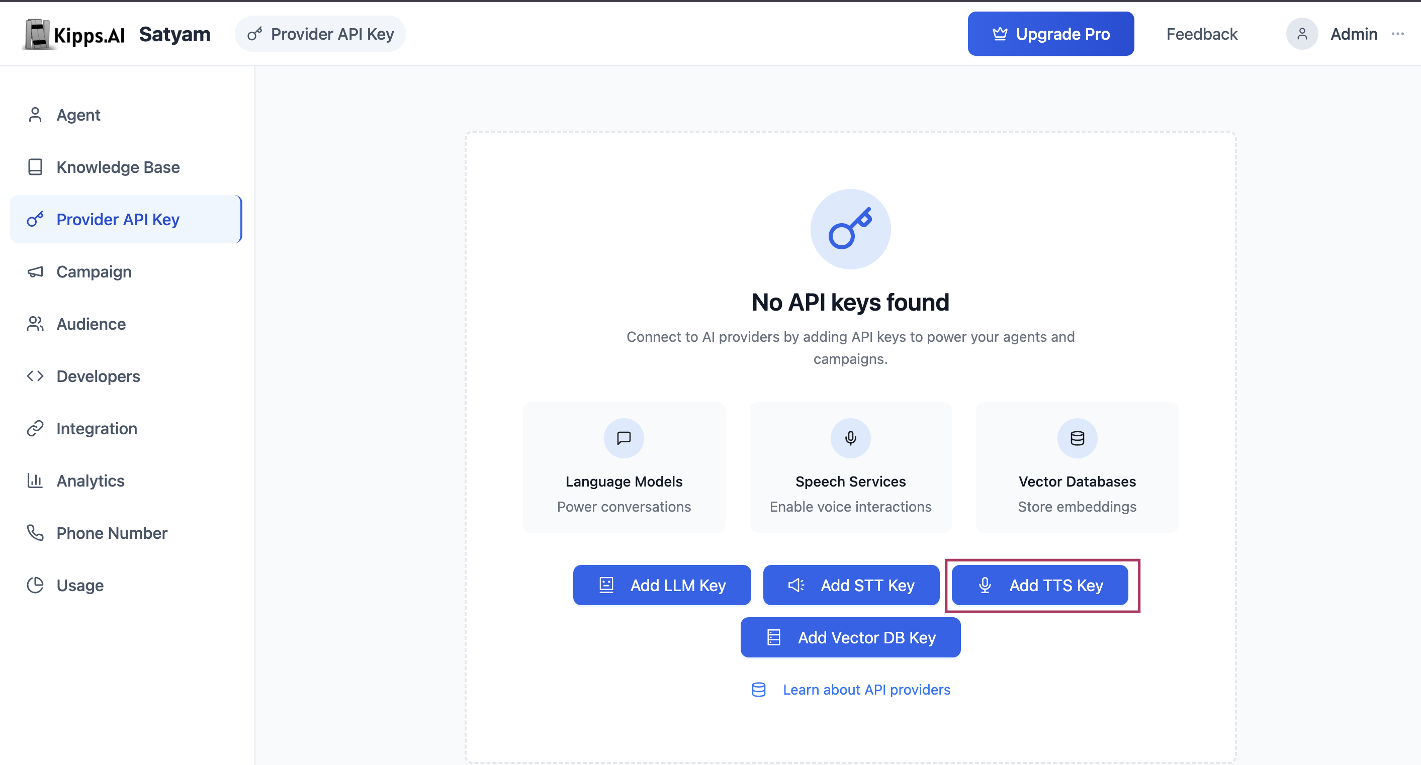 Add Vector DB API Key Modal